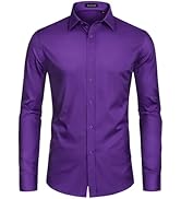 Lusead Mens Dress Shirts Long Sleeve Cotton Wrinkle Free Stretch Solid Casual Formal Wedding Busi...