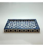Perilla Home Designer Wooden Serving Tray Hexagon Patterned Server for Breakfast, Snacks, Platter...