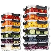 Konokyo Rectangular Glass Food Storage Containers with Lids, 12 Pack Airtight Leakproof Meal Prep...