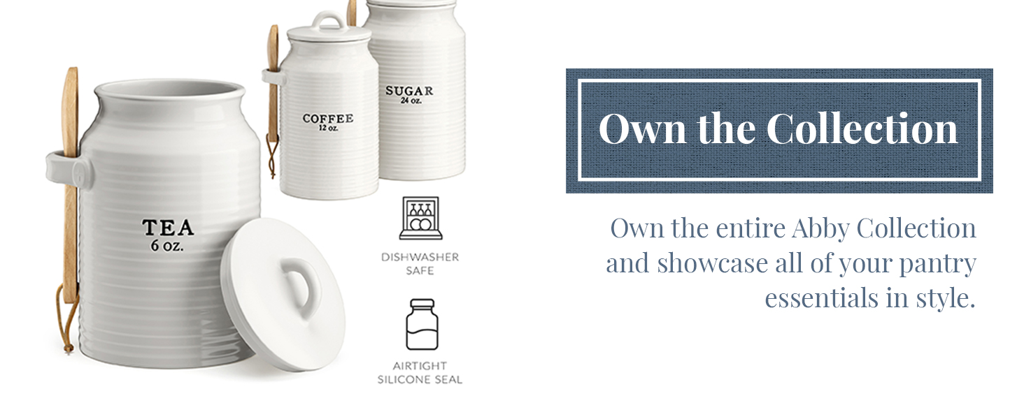 Ceramic Flour Canister Kitchen with Scoop Flour Container Ceramic Airtight Food Safe Farmhouse