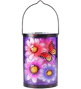 Hanging Solar Lantern Outdoor Waterproof Flowers Butterfly Solar Lights Glass Tabletop Decorative...