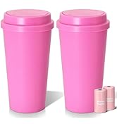 LCMWHOP Car Trash Can Bin with Lid - 2 Pack Mini Car Garbage Can Cup Holder-Pink Small Leakproof ...