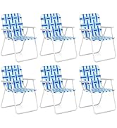 GYMAX Folding Chair, Patio Lawn Chair Set with Armrest, Indoor/Outdoor 6 Pack Webbed Lightweight ...