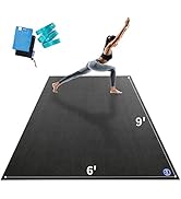 Premium Large Yoga Mat 9'x6'x9mm, Extra Wide and Thick Exercise Mats for Home Gym Workout, Move F...
