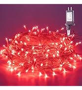 oopswow 33ft 100 LED Red Christmas Lights, 8 Modes Red LED String Lights Outdoor Waterproof, Clea...