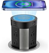 Kungfuking Pop Up Outlet for Countertop Kitchen, 15W Wireless Charger, 75W USB C Counter Top Elec...
