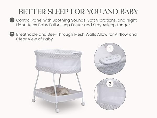 Bondi Adjustable Height Bedside Beechwood Bassinet, Tan