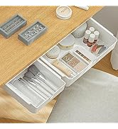 PAVSTINE Under Desk Drawer, 2 Pack Attachable Under Desk Storage,Self-Adhesive Drawer,Slide Out U...