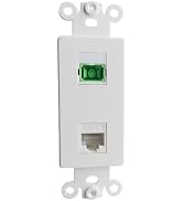 SC/APC Fiber Optic and Ethernet CAT6 Decora Wall Plate - 1 Port Fiber Optical Keystone Jack, 1 Po...