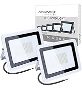 Miheal(2 Pack White) 110V 100W LED Flood Light,Daylight White, IP68 Waterproof Super Bright Secur...