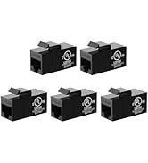 VCE UL Listed CAT6A Keystone Coupler (5-Pack, Black), UTP RJ45 Female-to-Female Jack, Compatible ...