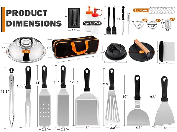 griddle accessories kit for blackstone flattop spatula smash burger press 35Pcs basting cover