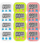 ZILLEEN 12 Pack Kitchen Timers for Cooking Digital Classroom Timers for Kids Teachers White Green...