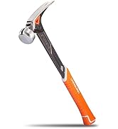 VANQUISH 17 oz Framing Hammer, Straight Claw Hammer with Magnetic Nail Holder, Rip Claw Hammer wi...