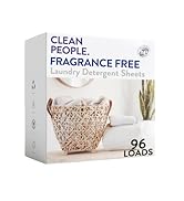 Clean People Fragrance Free Laundry Detergent Sheets - Plant-Based, Hypoallergenic Laundry Soap -...