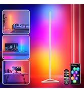 RGBIC Floor Lamp,16 Million Colors LED Lights For Bedroom,141cm Tall Modern Floor Lamps With Musi...