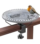 DesGully Deck Mounted Bird Bath Bowl Spa Clamp, Bird Baths for Outdoors Unheated Lightweight Deta...