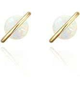 MUSTHAVE Planet 18K Rose/White/Yellow Gold Plated 925 Sterling Silver Post Dainty Opal Stud Earri...