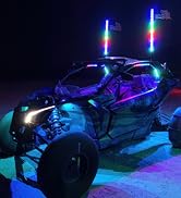 MICTUNING 2pc 4ft W1 Spiral LED Whip Lights with Flag, APP Control with RGB+IC Dream Flow Chasing...