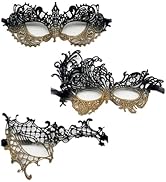 TFTSR Masquerade Masks for Women Couples,Men Mardi Gras Mask,Girls Black Gold Lace Costume,Adults...