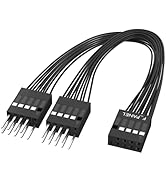 Aukuoy PC Power Switch Splitter, 9 Pin Motherboard Jumper Splitter 1 Female to 2 Male for Power S...