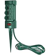 BESTTEN Outdoor Power Strip with Covers and Overload Protection Switch, Double Sided 6-Outlet Yar...