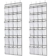 SAVERHO Hanging Shoe Organizer, Over The Door Shoe Organizer with 24 Mesh Large Pockets Door Shoe...