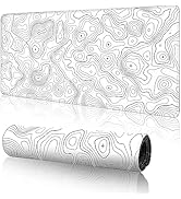 Topographic Large Gaming Mouse Pad,White Mouse Pad Gaming Mouse Mat Desk Pad,31.5 x 11.8 Desk Mat...