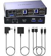 PERESAL USB 3.0 HDMI KVM Switch 2 Monitors 2 Computers, 8K@60Hz Dual Mode Switching, with 3 USB 3...