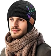 Wireless Beanie Hat with Bluetooth, Rechargeable Headphone Beanie Cap, Windproof Winter Knit Cap,...