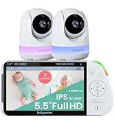 Babysense 5.5” 1080p Full HD Split-Screen Baby Monitor, Video Baby Monitor with 2 Cameras and Aud...