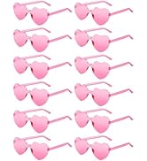 AGGKKY 12 Pairs Heart Shaped Sunglasses for Women Girl Pink Rimless Fun Trendy Transparent Heart ...