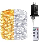 (Warm White ? Cool White) 66Ft 200LED Fairy Lights Plug in with Remote, Waterproof String Lights ...