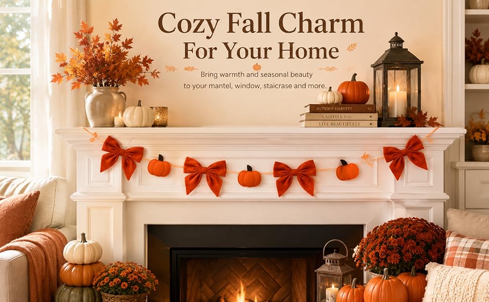 fall garland autumn garland felt pumpkin garland fall felt garland pumpkin decor