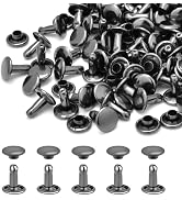 200Sets 8mm Round Double Caps Leather Rivets Metal Tubular Studs for Bags Hats Shoes Clothing Lea...