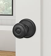 Schlage Georgian Door Knob, Bed &amp;amp; Bath Privacy Lock in Matte Black Finish on bedroom door