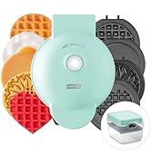 DASH Multimaker Mini System - Waffle Maker with Six 4” Removable Plates &amp; Storage Case: Waffle Ir...