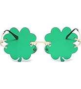 LASPOR Fire Flame Sunglasses for Women Men Retro Wave Rimless Glasses Vintage Fire Shape Gold Met...