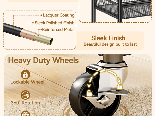 3 tier rolling cart