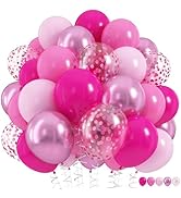 Hot Pink Balloons Set, 60Pcs 12 Inch Light Macaron Baby Pink Helium Balloon with Pastel Metallic ...