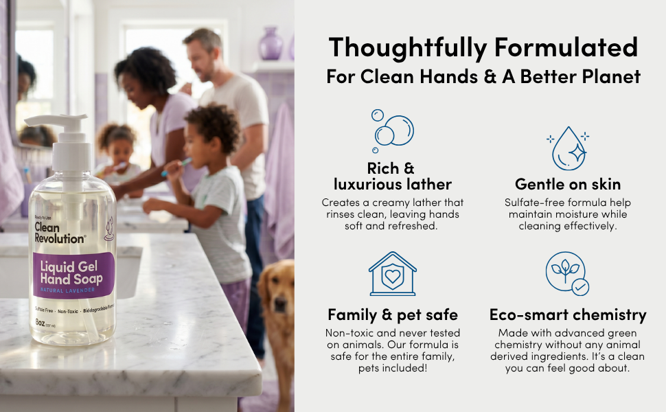 Liquid Gel Hand Soap 8oz bottle in family bathroom