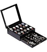 AUTOARK Premium 2-Layer Watch Box Organizer with Lock,Holds 15 Watches + Jewelry,Drawer for Rings...