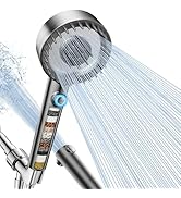 PWERAN Filtered Shower Head with Handheld, High Pressure 4 Spray Mode Showerhead with Filters, Wa...