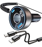 5 in 1 USB C Car Charger Adapter, 190W Multi USB Cigarette Lighter Adapter, Socket Splitter with ...
