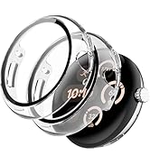 [2 Pack] Miimall Case Bumper Compatible for Google Pixel Watch 3 45mm with HD Tempered Glass Scre...