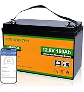 ECO-WORTHY 12V 150AH Bluetooth LiFePO4 Lithium Battery with Low Temperature Protection, Built-in ...
