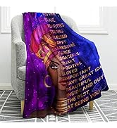 Jekeno African American Black Girl Lady Blanket Birthday for Women Kids Inspiring Positive Quotes...
