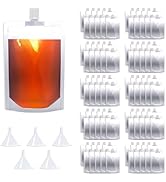 Cloudslucky 16OZ 100PCS Drinking Pouches Liquid,Concert Plastic Flask Drink Bags, Food Grade Plas...