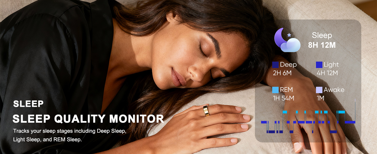 Tracks your Sleep Stage include Deep Sleep Light Sleep and REM Sleep Overnight Heart Rate Monitoring