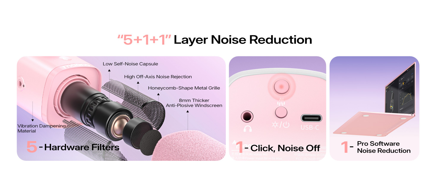 wireless gaming microphone noise reduction